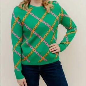 THML Green Chainlink Pattern Sweater Sz M
